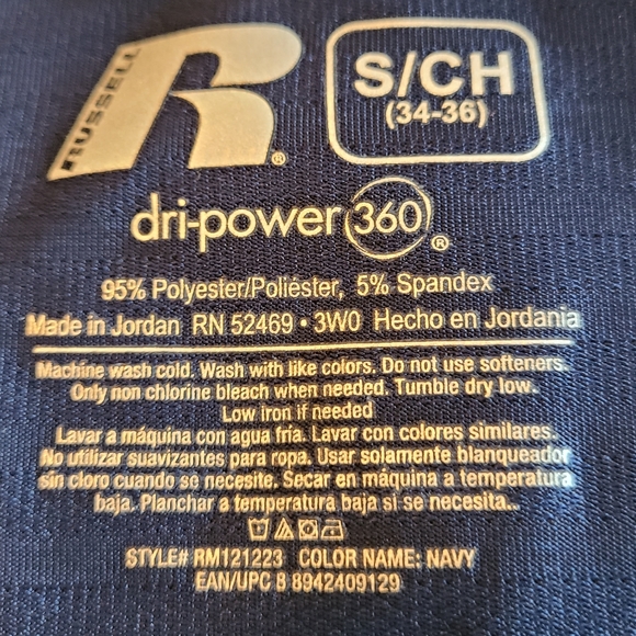 (159) Russell Athletics Training Dry-Power 360 Shirt, Size: Small Color: Blue - Picture 6 of 10
